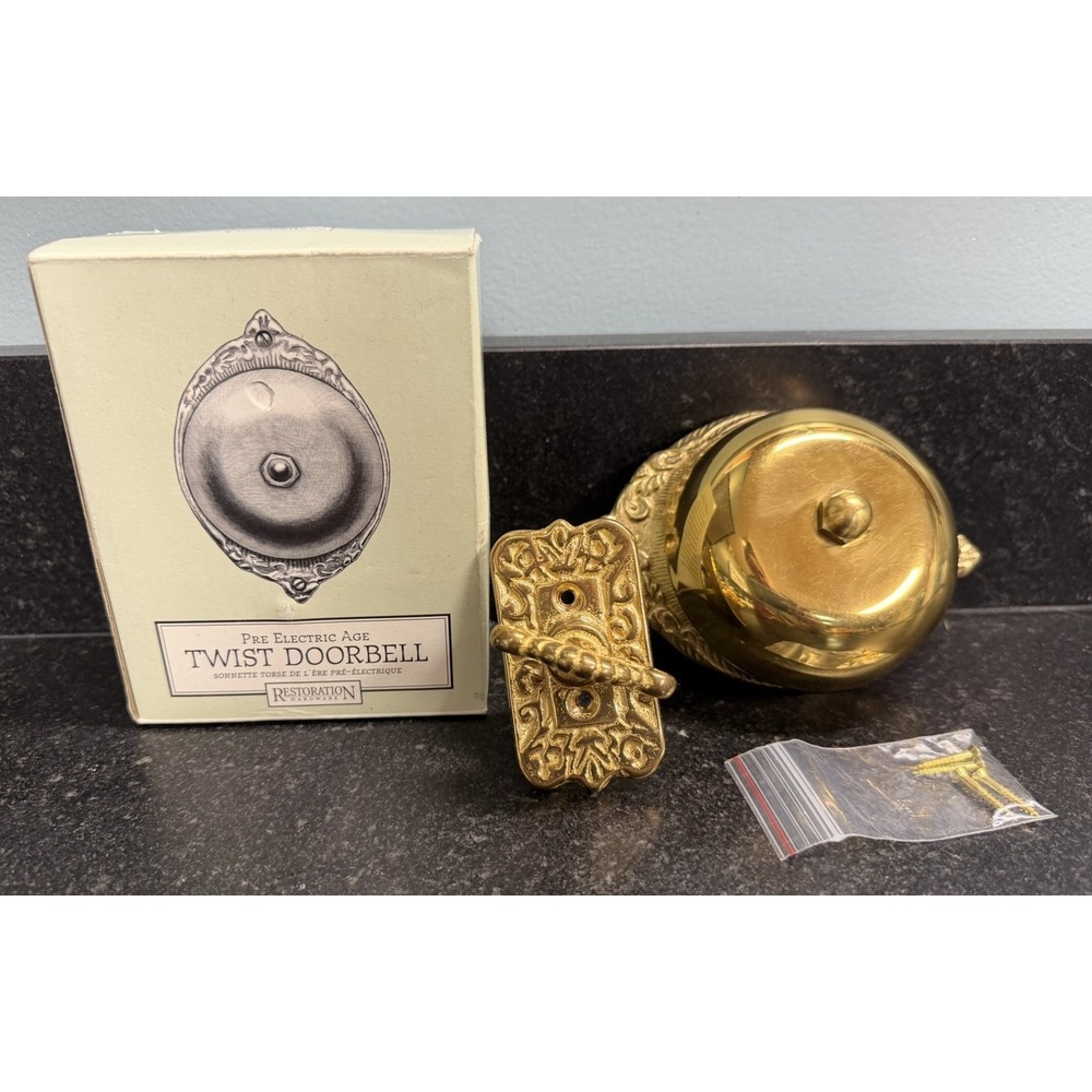 Restoration Hardware Twist Doorbell Pre Electric Age Solid Brass NOS w/Box